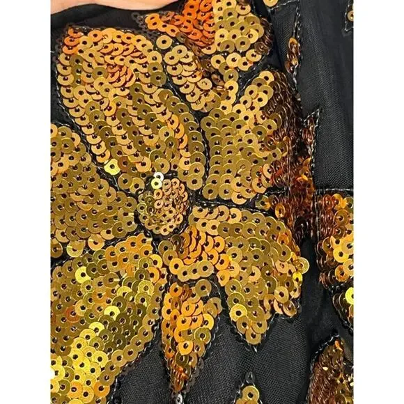 MILLY Sz 0 XS Kait Dress Gold Black Sequin Holiday Nights Strapless Midi - Picture 5 of 11